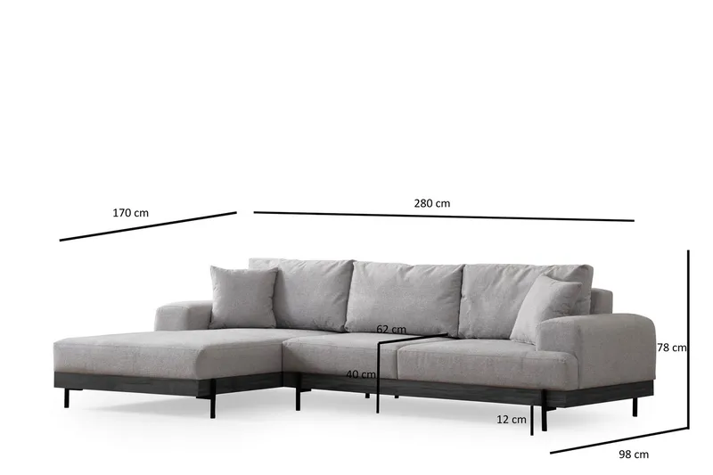 Eti Hörnsoffa 3-sits - Grå - Möbler - Soffa - Divansoffor & schäslongsoffa - 4 sits soffa med divan