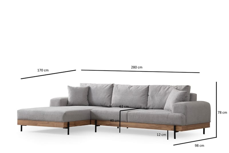 Eti Hörnsoffa 3-sits - Grå - Hörnsoffa