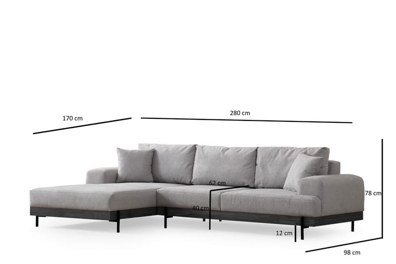 Eti Hörnsoffa 3-sits - Grå - Hörnsoffa