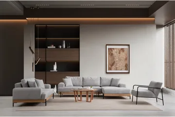 Eti Hörnsoffa 3-sits - Grå - Möbler - Soffa - Divansoffor & schäslongsoffa - 4 sits soffa med divan