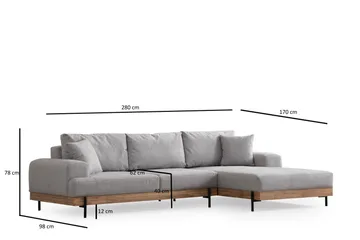 Eti Hörnsoffa 3-sits - Grå - Möbler - Soffa - Divansoffor & schäslongsoffa - 4 sits soffa med divan