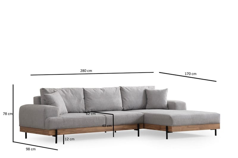 Eti Hörnsoffa 3-sits - Grå - Möbler - Soffa - Hörnsoffa
