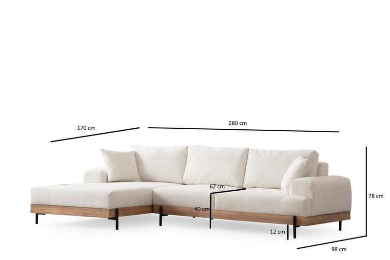 Eti Hörnsoffa 3-sits - Vit - Möbler - Soffa - Divansoffor & schäslongsoffa - 4 sits soffa med divan