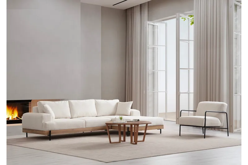 Eti Hörnsoffa 3-sits - Vit - Möbler - Soffa - Divansoffor & schäslongsoffa - 4 sits soffa med divan