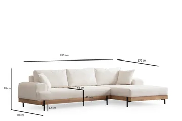 Eti Hörnsoffa 3-sits - Vit - Möbler - Soffa - Divansoffor & schäslongsoffa - 4 sits soffa med divan