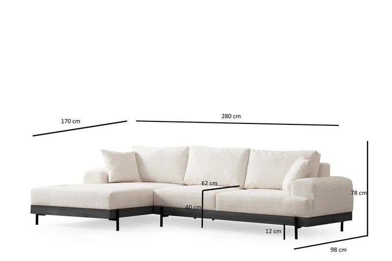 Eti Hörnsoffa 3-sits - Vit - Möbler - Soffa - Divansoffor & schäslongsoffa - 4 sits soffa med divan