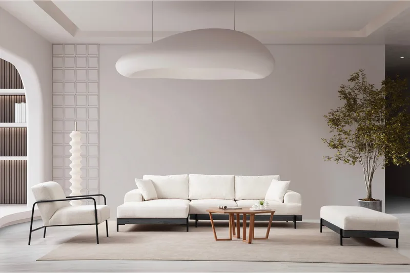 Eti Hörnsoffa 3-sits - Vit - Möbler - Soffa - Divansoffor & schäslongsoffa - 4 sits soffa med divan