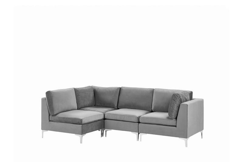 Evja 4-sits Hörnsoffa Höger - Sammet/Grå - Möbler - Soffa - Hörnsoffa