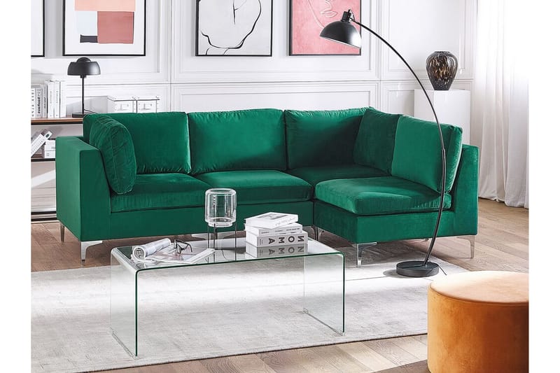 Evja 4-sits Hörnsoffa Vänster - Sammet/Grön - Möbler - Soffa - Hörnsoffa