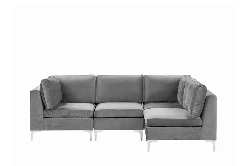 Evja 4-sits Vänster L-formad Hörnsoffa med Divan i Sammet, Grå