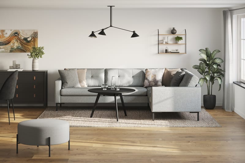 Frillestad 5-sits Högervänd L-formad Hörnsoffa i Tyg - Grå - Möbler - Soffa - Hörnsoffa