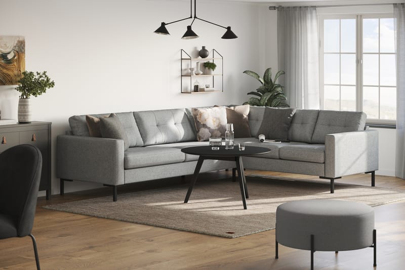 Frillestad 5-sits Högervänd L-formad Hörnsoffa i Tyg - Grå - Möbler - Soffa - Hörnsoffa