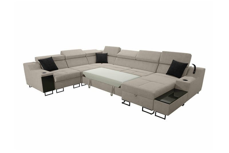 Galbally 5-sits Hörnsoffa NO_BRAND Black - Möbler - Soffa - Bäddsoffa - Hörnbäddsoffa