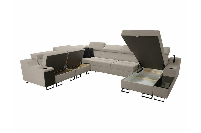 Galbally 5-sits Hörnsoffa NO_BRAND Black - Möbler - Soffa - Bäddsoffa - Hörnbäddsoffa