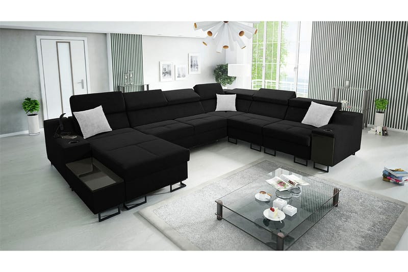 Galbally 5-sits Hörnsoffa NO_BRAND Black - Möbler - Soffa - Bäddsoffa - Hörnbäddsoffa
