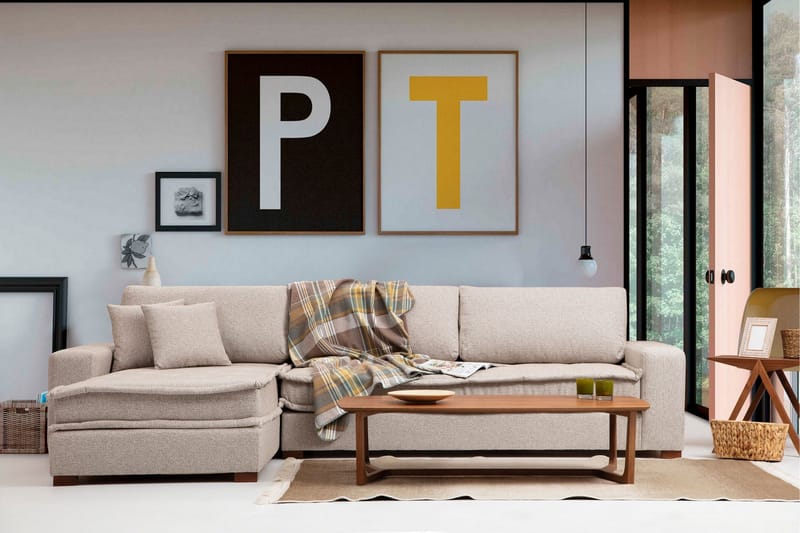 Gladfield Divansoffa 3-sits, Beige