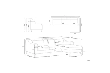 Glosli Hörnsoffa 220 cm - Blå - Möbler - Soffa - Hörnsoffa
