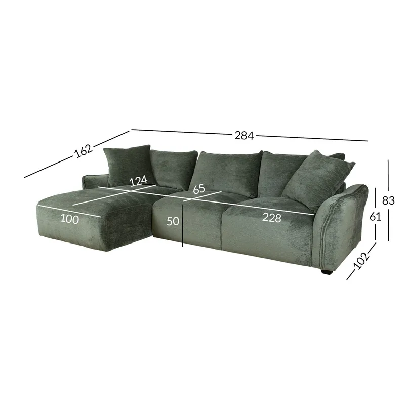Hörnsoffa Denvi Vänster - mintgrön - Möbler - Soffa - Hörnsoffa - Hörnsoffa med divan
