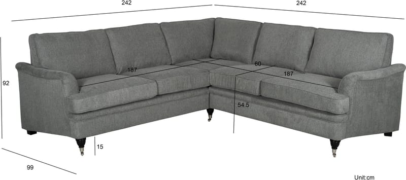 Howard hörnsoffa i Grått tyg 5-sits soffa - Grått - Möbler - Soffa - Hörnsoffa