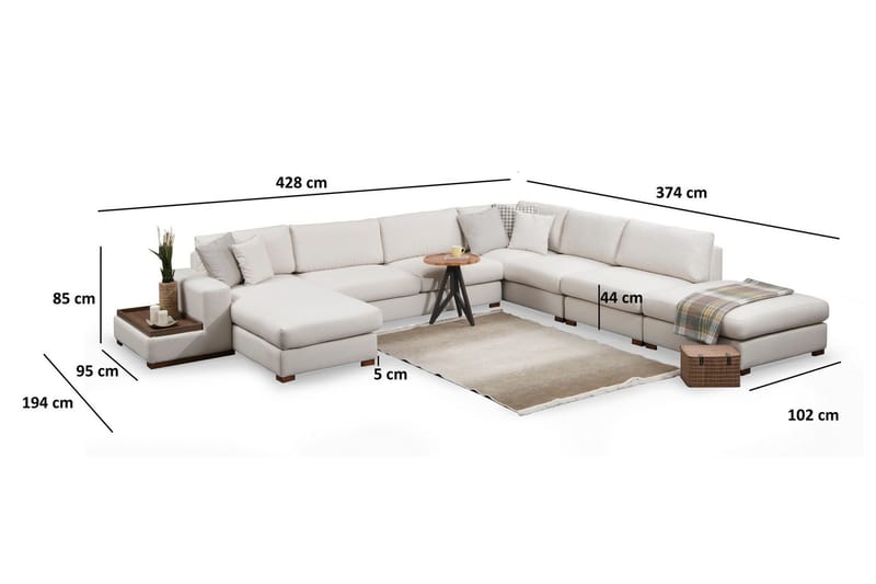 Huelva Divansoffa - Beige - Möbler - Soffa - Hörnsoffa - Hörnsoffa med divan