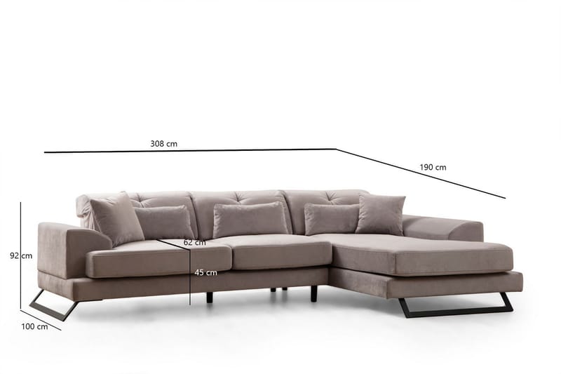 Jaraad Divansoffa 3-sits - Grå - Möbler - Soffa - Divansoffor & schäslongsoffa