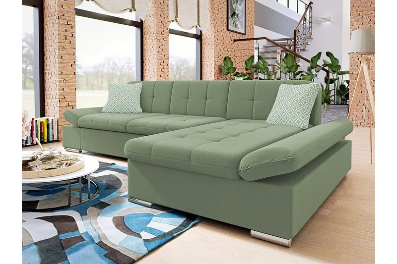 Kintore 3-sits Hörnsoffa Light green - Möbler - Soffa - Divansoffor & schäslongsoffa - 3 sits soffa med divan