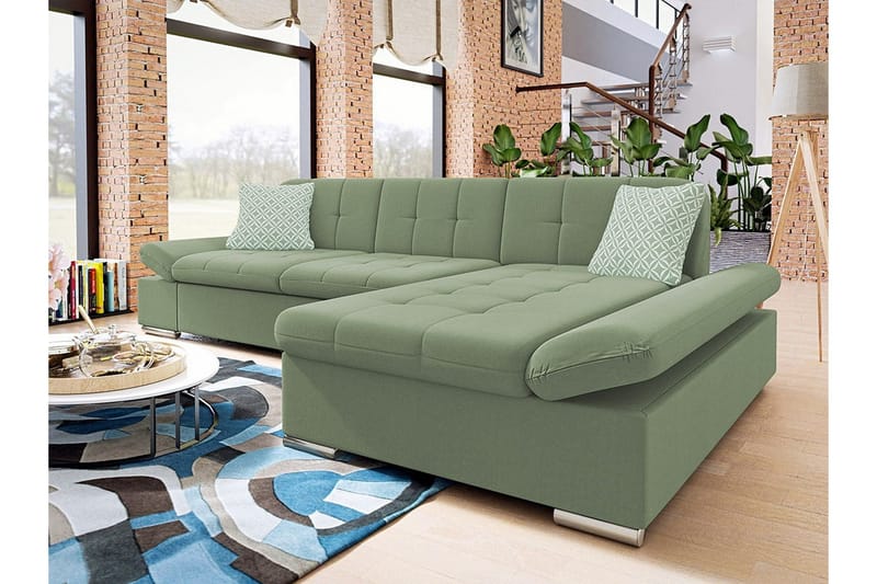Kintore 3-sits Hörnsoffa Light green - Möbler - Soffa - Divansoffor & schäslongsoffa - 3 sits soffa med divan