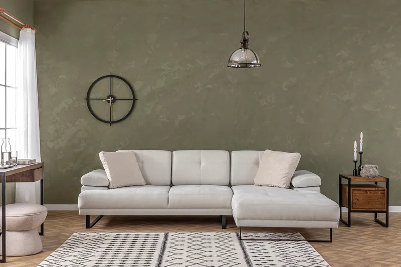 Kitimat 3-sits Högervänd L-formad Divansoffa 314 cm i Tyg, Beige