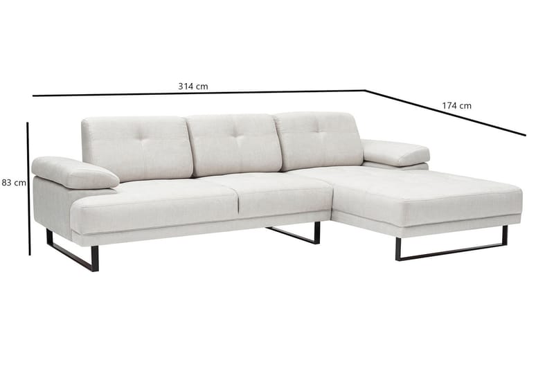 Kitimat 3-sits Högervänd L-formad Divansoffa 314 cm i Tyg - Beige - Möbler - Soffa - Divansoffor & schäslongsoffa - 3 sits soffa med divan