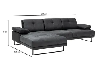 Kitimat Divansoffa 3-sits - Antracit - Möbler - Soffa - Divansoffor & schäslongsoffa - 3 sits soffa med divan