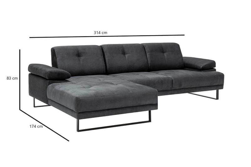 Kitimat Divansoffa 3-sits - Antracit - Möbler - Soffa - Hörnsoffa