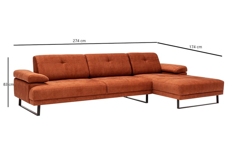 Kitimat Divansoffa 3-sits - Orange - Möbler - Soffa - Divansoffor & schäslongsoffa - 3 sits soffa med divan