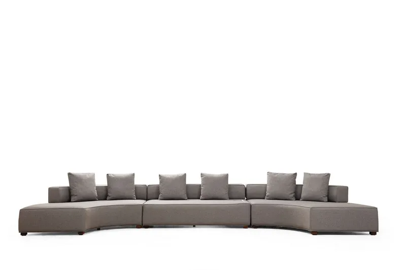 Lasalle 6-sits Svängd Soffa i Tyg - Grå - Möbler - Soffa