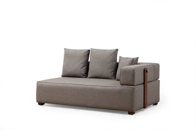 Lasalle 6-sits Svängd Soffa med Divan och Schäslong i Tyg med Träben - Grå - Möbler - Soffa