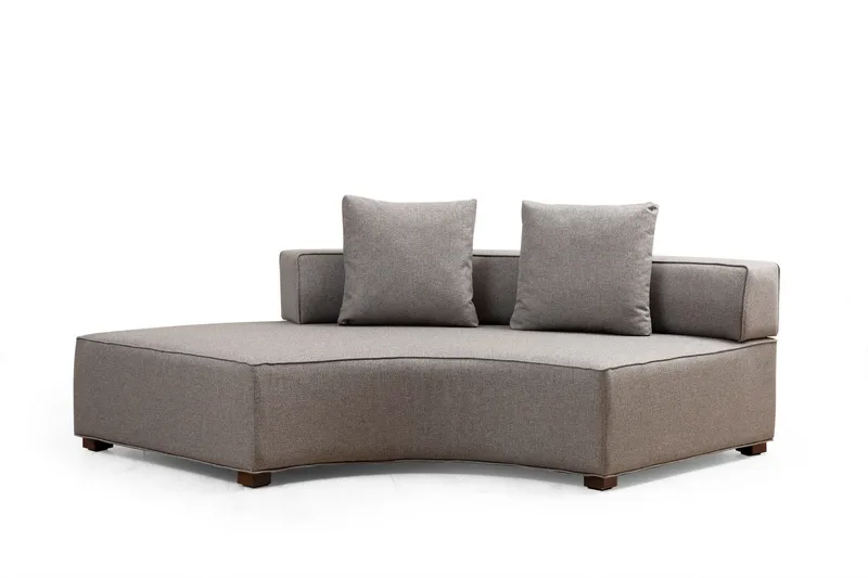 Lasalle 6-sits Svängd Soffa med Divan och Schäslong i Tyg med Träben - Grå - Möbler - Soffa