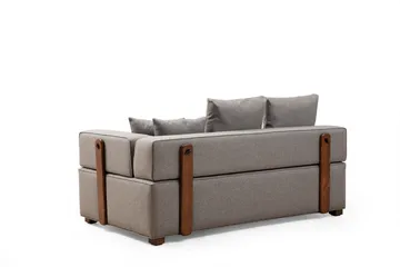 Lasalle 6-sits Svängd Soffa med Divan och Schäslong i Tyg med Träben - Grå - Möbler - Soffa