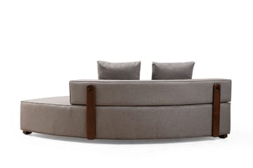 Lasalle 6-sits Svängd Soffa med Divan och Schäslong i Tyg med Träben - Grå - Möbler - Soffa