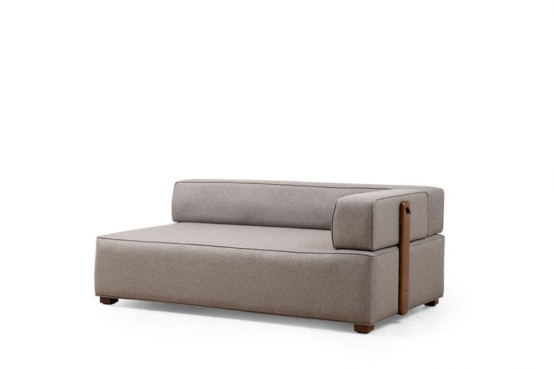 Lasalle 6-sits Svängd Soffa med Divan och Schäslong i Tyg med Träben - Grå - Möbler - Soffa