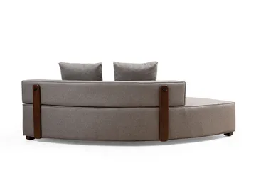 Lasalle 6-sits Svängd Soffa med Divan och Schäslong i Tyg med Träben - Grå - Möbler - Soffa
