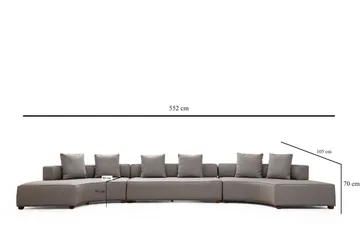 Lasalle Svängd Soffa 6-sits - Grå - Möbler - Soffa