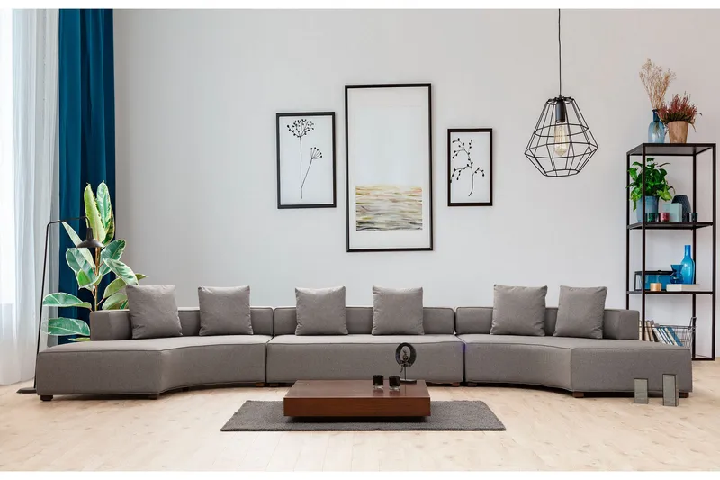 Lasalle Svängd Soffa 6-sits - Grå - Möbler - Soffa