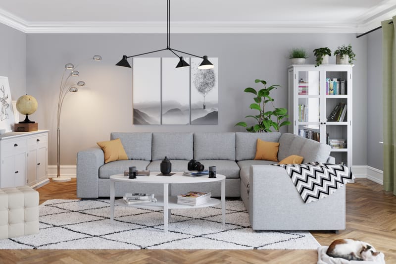 Link 5-sits Vändbar L-formad Hörnsoffa i Tyg - Ljusgrå - Möbler - Soffa - Hörnsoffa