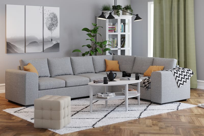Link 5-sits Vändbar L-formad Hörnsoffa i Tyg - Ljusgrå - Möbler - Soffa - Hörnsoffa