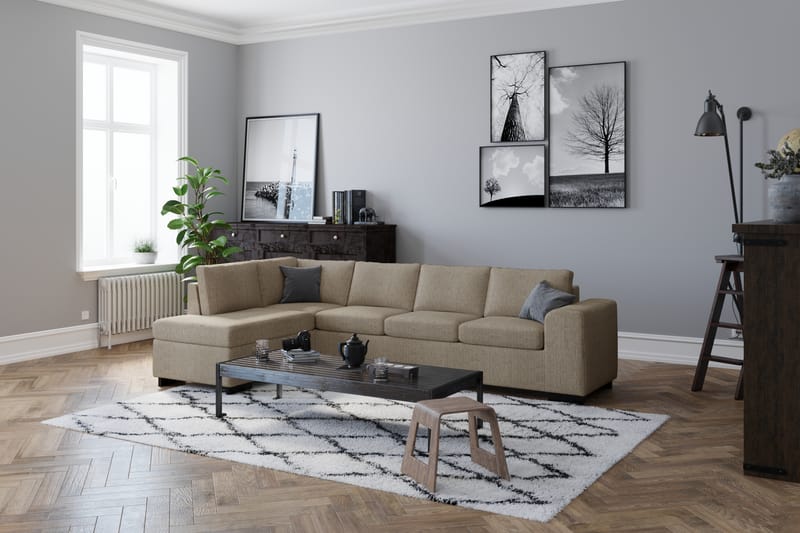 Link 5-sits Vändbar U-formad Hörnsoffa med divan i Tyg - Beige - Möbler - Soffa - Hörnsoffa - Hörnsoffa med divan