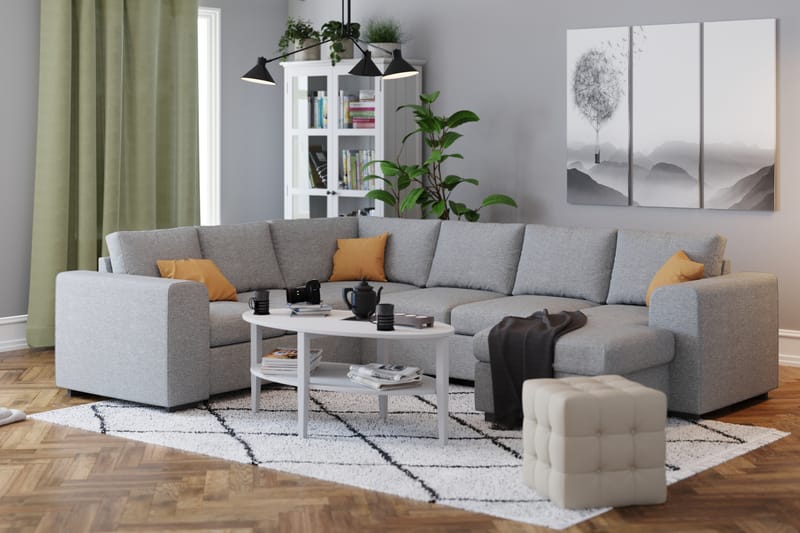 Link 5-sits Vändbar U-formad Hörnsoffa med divan i Tyg - Ljusgrå - Möbler - Soffa - Hörnsoffa - Hörnsoffa med divan