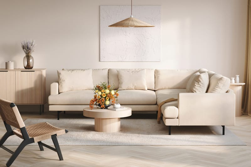 Menard 6-sits Högervänd L-formad Hörnsoffa i Manchester - Beige - Möbler - Soffa - Hörnsoffa