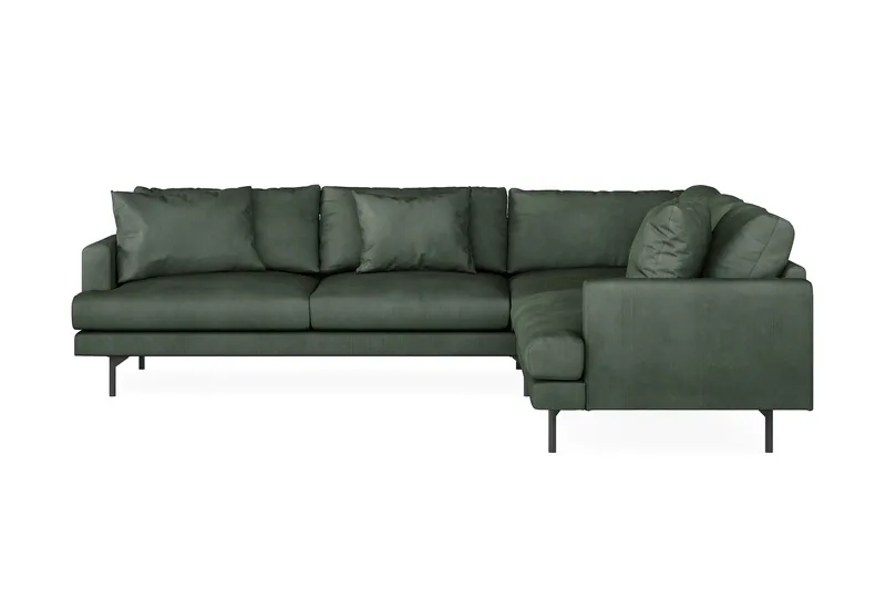 Menard 6-sits Högervänd L-formad Hörnsoffa i Manchester - Grön - Möbler - Soffa - Hörnsoffa