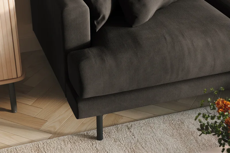 Menard 6-sits Högervänd L-formad Hörnsoffa i Manchester - Mörkgrå - Möbler - Soffa - Hörnsoffa