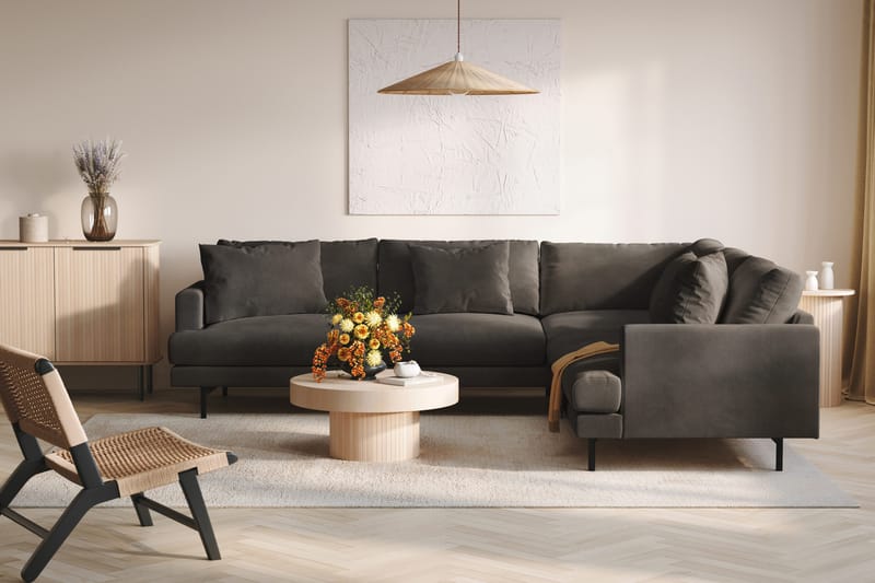 Menard 6-sits Högervänd L-formad Hörnsoffa i Manchester - Mörkgrå - Möbler - Soffa - Hörnsoffa