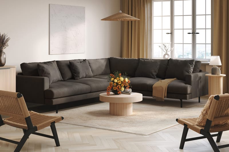 Menard 6-sits Högervänd L-formad Hörnsoffa i Manchester - Mörkgrå - Möbler - Soffa - Hörnsoffa